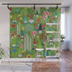 Gnomes In the Garden Green Wall Mural Gallery Image 1