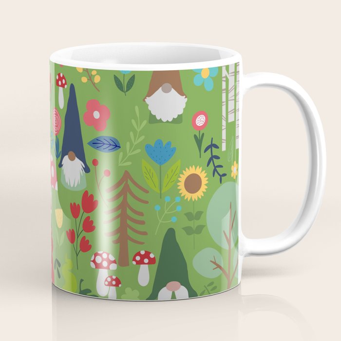 Gnomes In the Garden Green Coffee Mug Gallery Image 1