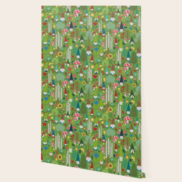 Gnomes In the Garden Green Wallpaper Gallery Image 2