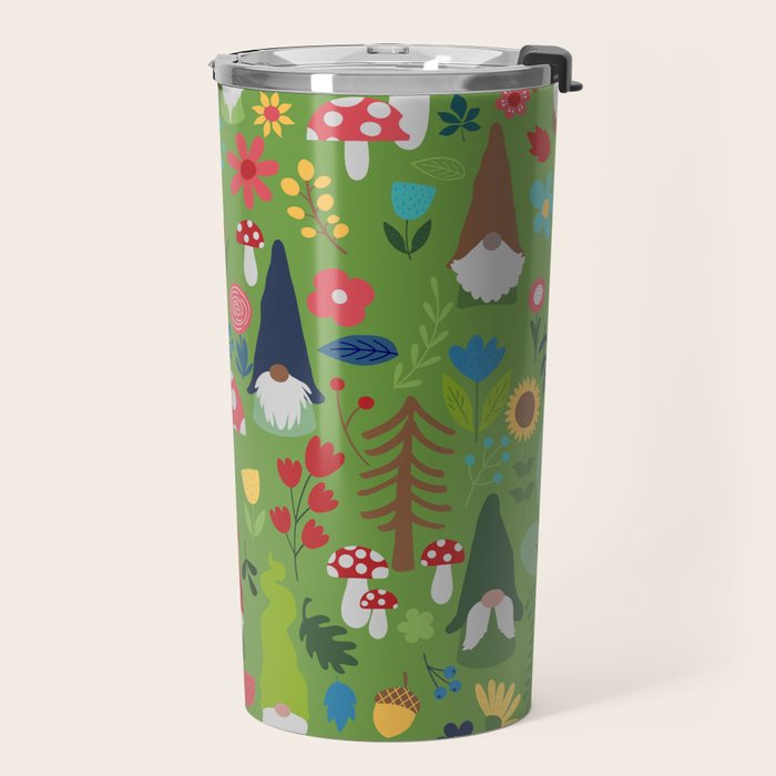 Gnomes In the Garden Green Travel Mug Gallery Image 2