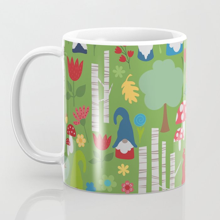 Gnomes In the Garden Green Coffee Mug Gallery Image 3