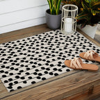 Dots / Black & White Pattern Outdoor Rug Gallery Image 2