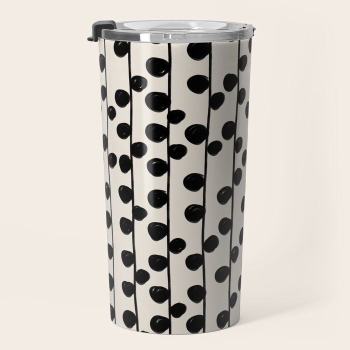 Dots / Black & White Pattern Travel Mug Gallery Image 3