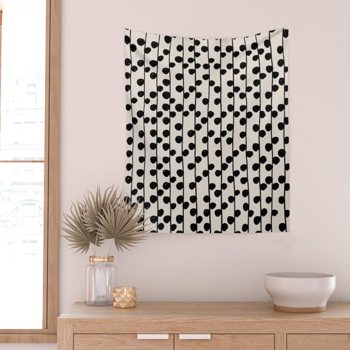Dots / Black & White Pattern Wall Tapestry Gallery Image 2
