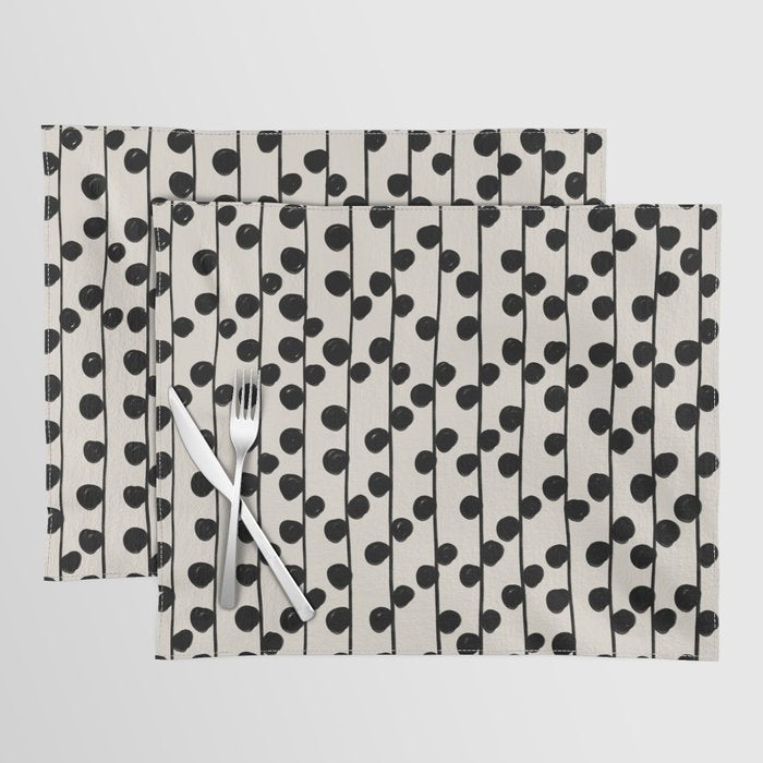 Dots / Black & White Pattern Placemat Gallery Image 1