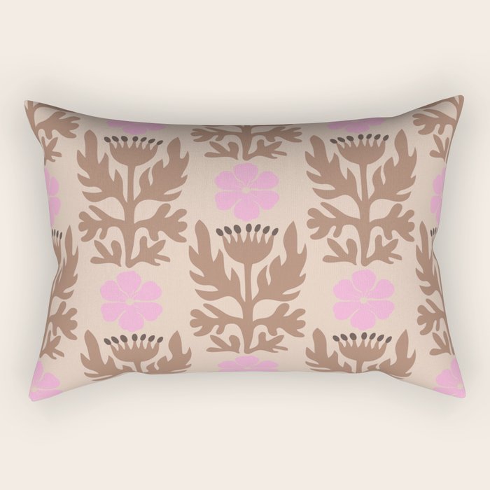 CELIE FLOWER PATCH Inspired by PANTONE 17 1230 Mocha Mousse Rectangular Pillow Gallery Image 2
