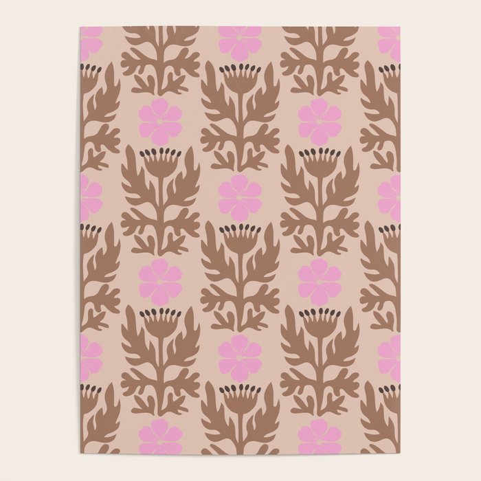 CELIE FLOWER PATCH Inspired by PANTONE 17 1230 Mocha Mousse Poster Gallery Image 4