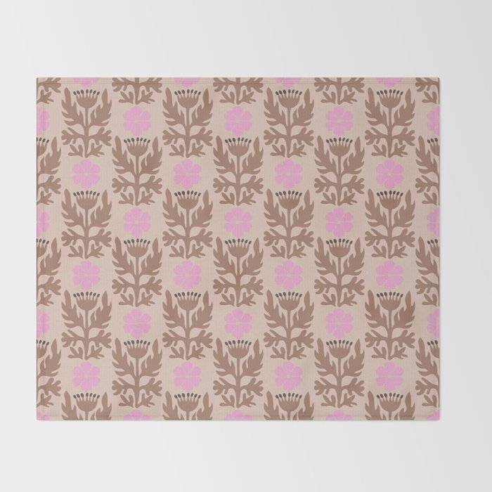 CELIE FLOWER PATCH Inspired by PANTONE 17 1230 Mocha Mousse Throw Blanket Gallery Image 2