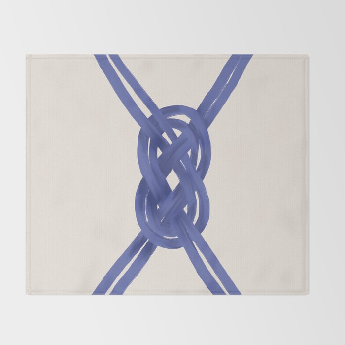 Nautical Knot Art Print  Minimalist Blue Rope Illustration Throw Blanket Gallery Image 2