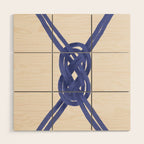 Nautical Knot Art Print  Minimalist Blue Rope Illustration Wood Wall Art Gallery Image 1