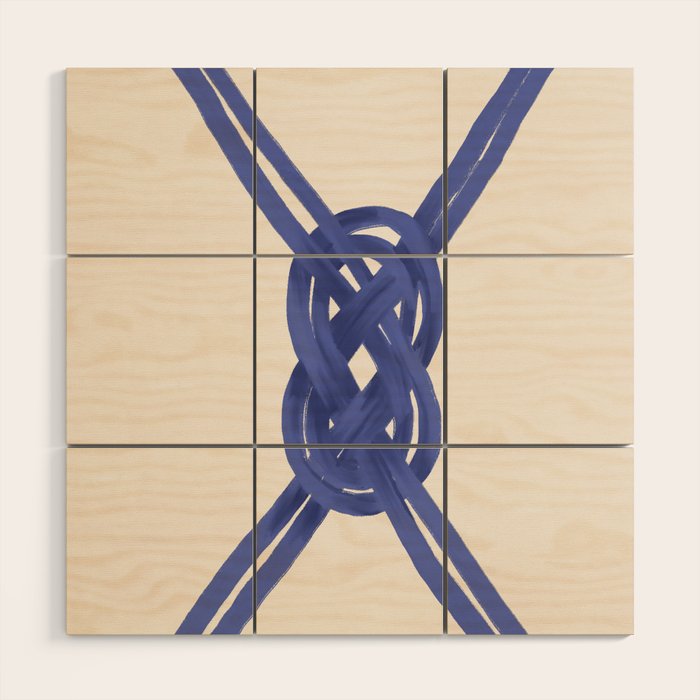 Nautical Knot Art Print  Minimalist Blue Rope Illustration Wood Wall Art Gallery Image 1