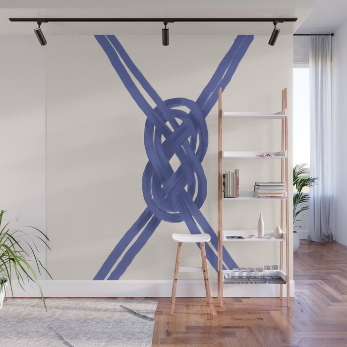 Nautical Knot Art Print  Minimalist Blue Rope Illustration Wall Mural Gallery Image 1