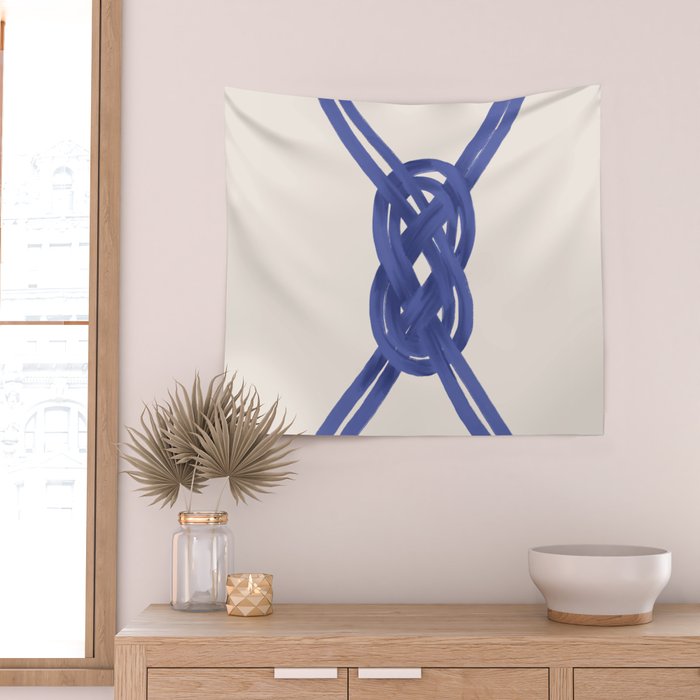 Nautical Knot Art Print  Minimalist Blue Rope Illustration Wall Tapestry Gallery Image 2