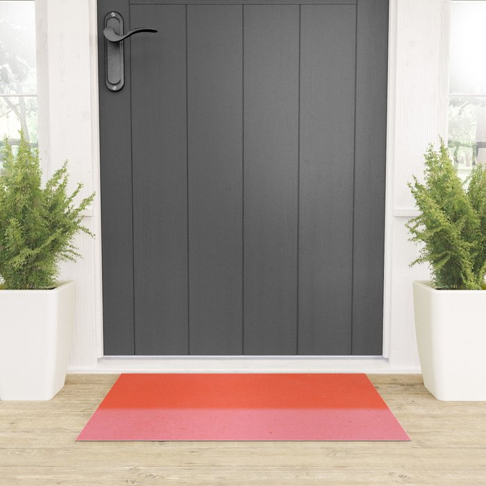 Color Block Coral Pink Peach Orange Abstract Modern Welcome Mat Gallery Image 3