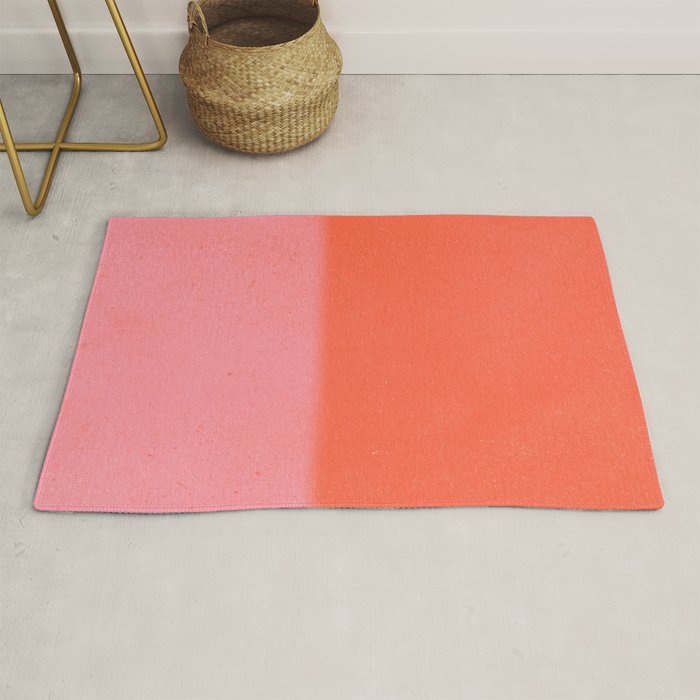 Color Block Coral Pink Peach Orange Abstract Modern Rug Gallery Image 1
