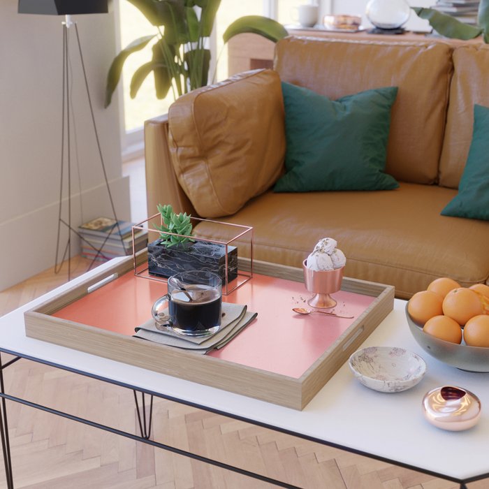 Color Block Coral Pink Peach Orange Abstract Modern Serving Tray Gallery Image 2