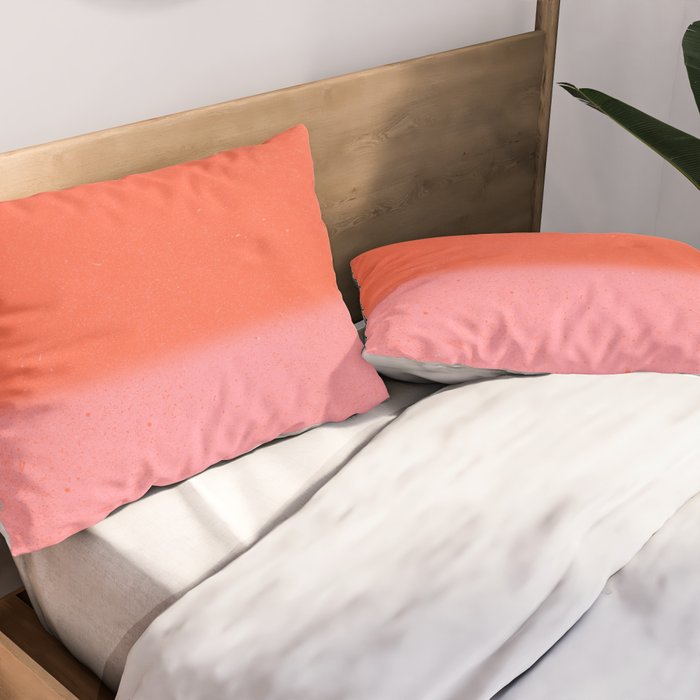Color Block Coral Pink Peach Orange Abstract Modern Pillow Sham Gallery Image 2