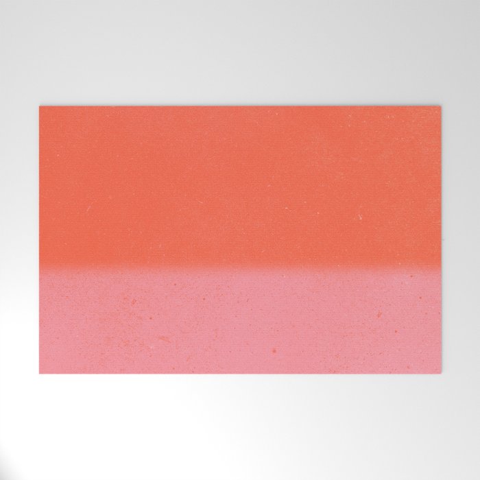 Color Block Coral Pink Peach Orange Abstract Modern Welcome Mat Gallery Image 1