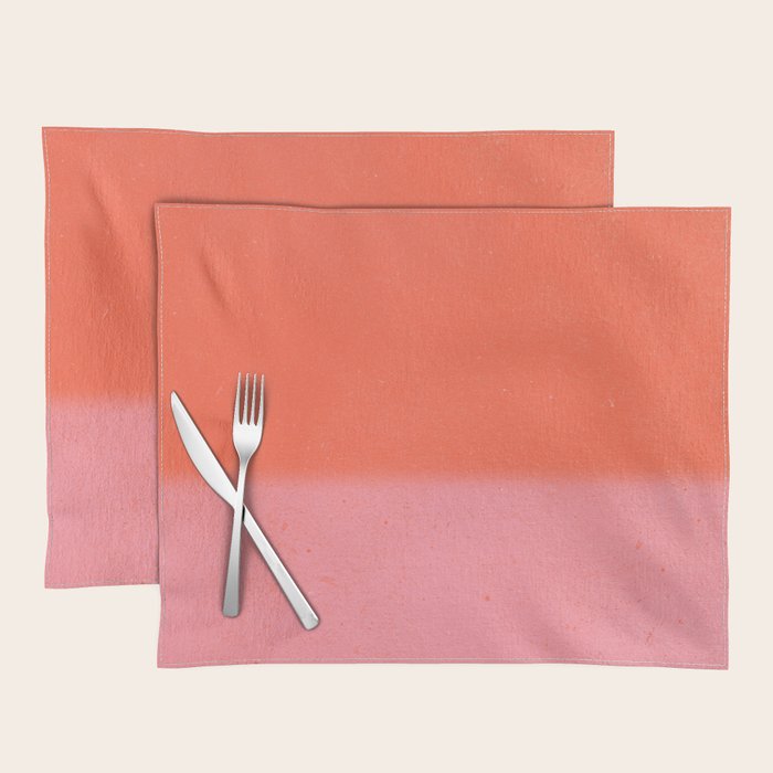 Color Block Coral Pink Peach Orange Abstract Modern Placemat Gallery Image 1