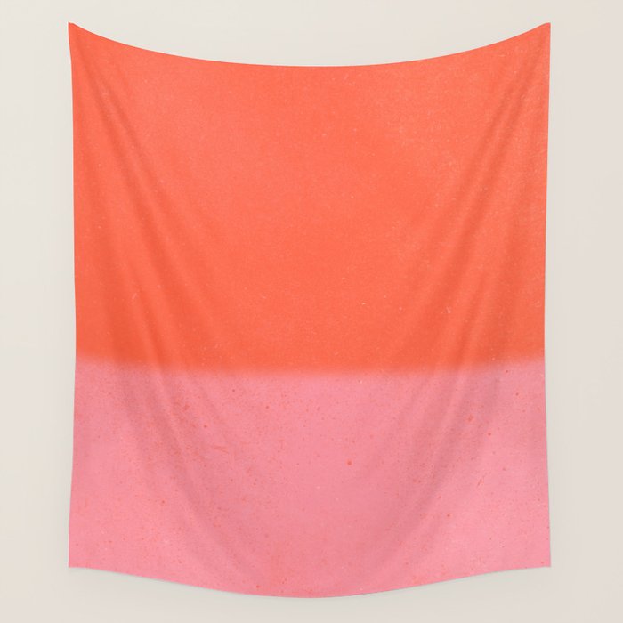 Color Block Coral Pink Peach Orange Abstract Modern Wall Tapestry Gallery Image 4