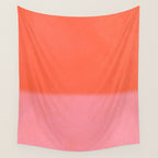 Color Block Coral Pink Peach Orange Abstract Modern Wall Tapestry Gallery Image 4