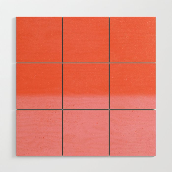 Color Block Coral Pink Peach Orange Abstract Modern Wood Wall Art Gallery Image 1