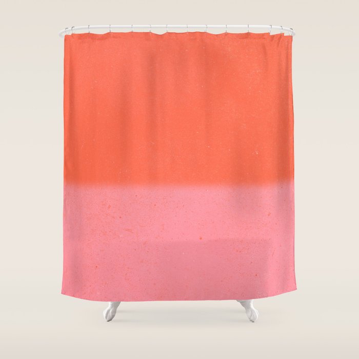 Color Block Coral Pink Peach Orange Abstract Modern Shower Curtain Gallery Image 1