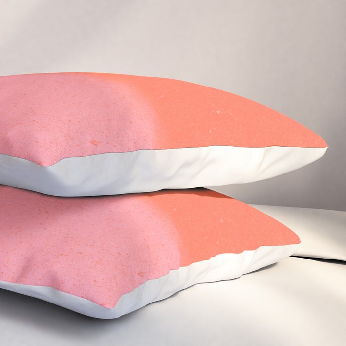 Color Block Coral Pink Peach Orange Abstract Modern Pillow Sham Gallery Image 3