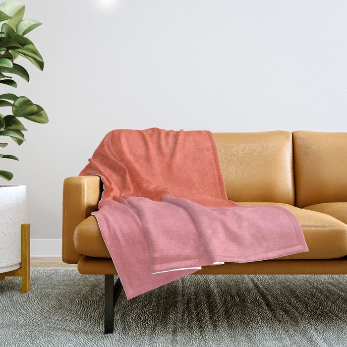 Color Block Coral Pink Peach Orange Abstract Modern Throw Blanket Gallery Image 1