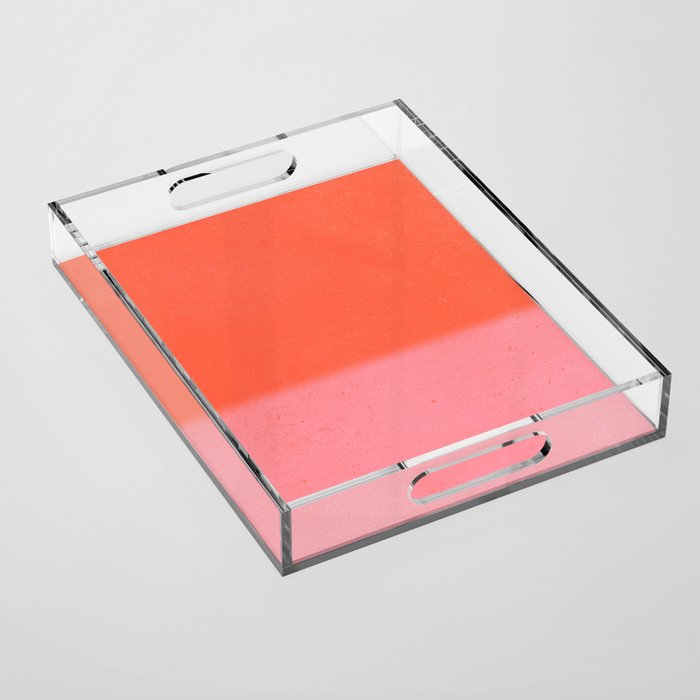 Color Block Coral Pink Peach Orange Abstract Modern Acrylic Tray Gallery Image 1