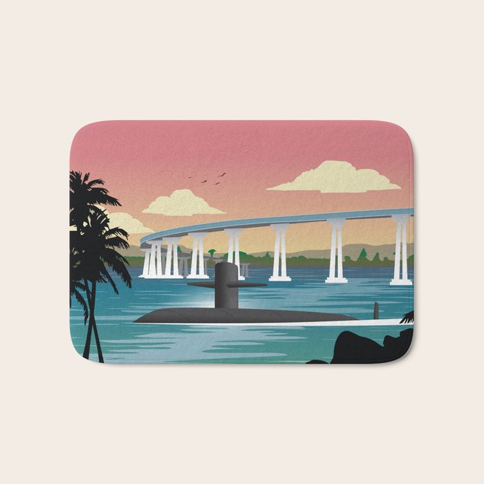 San Diego, CA - Submarine Homeport Bath Mat Gallery Image 1
