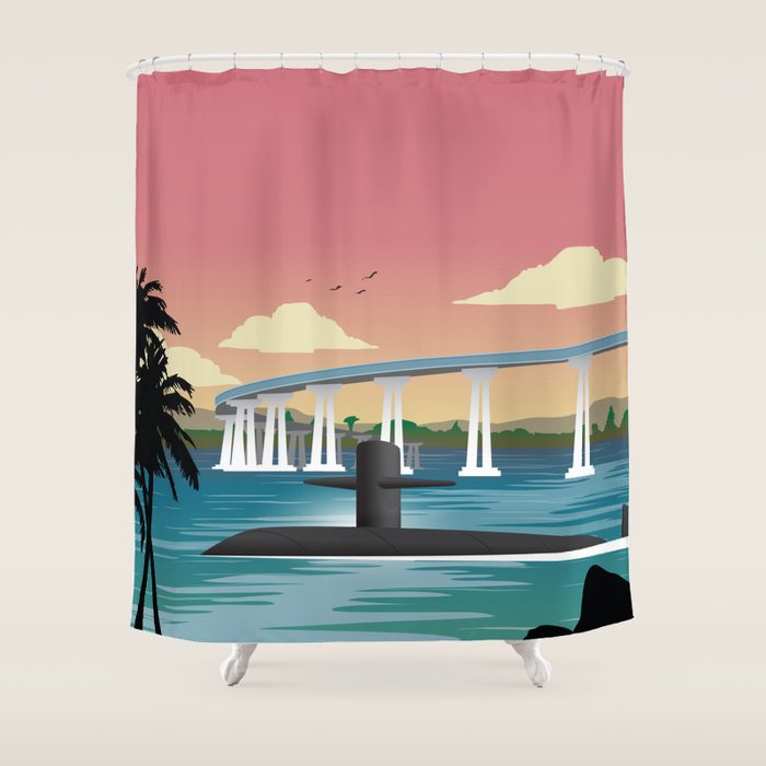 San Diego, CA - Submarine Homeport Shower Curtain Gallery Image 1