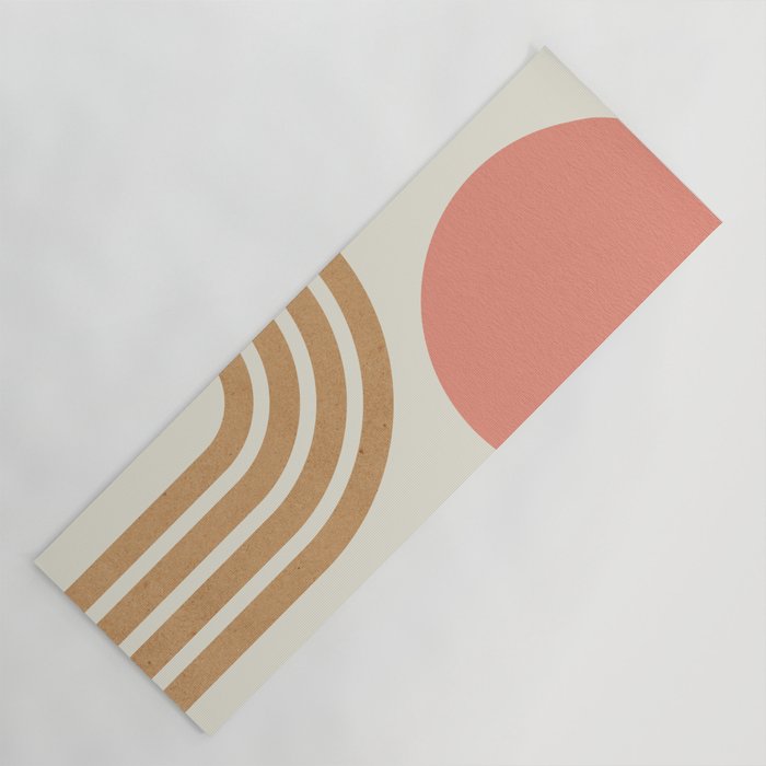 Mid century modern pink Sun and Rainbow Yoga Mat Gallery Image 1