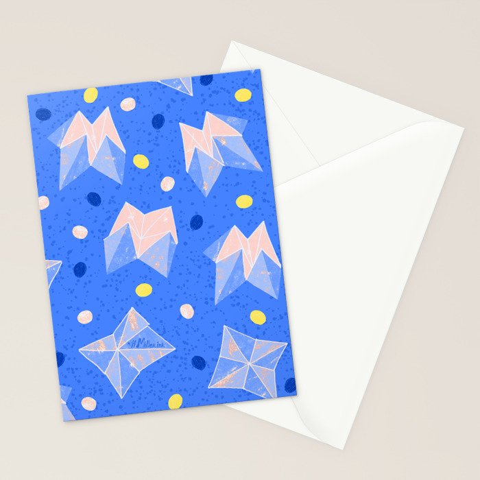 Origami Fortune Teller in Sky Blue & Peach Stationery Card Gallery Image 2