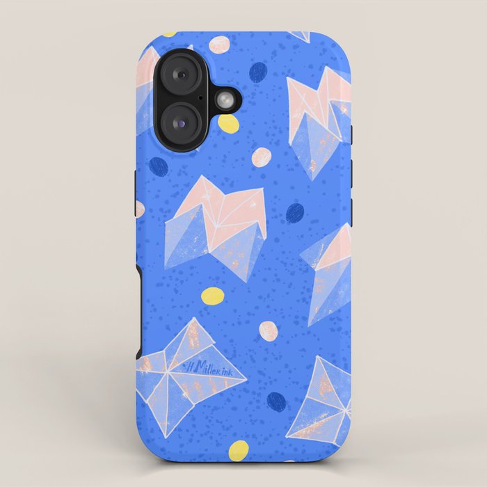 Origami Fortune Teller in Sky Blue & Peach iPhone Case Gallery Image 1