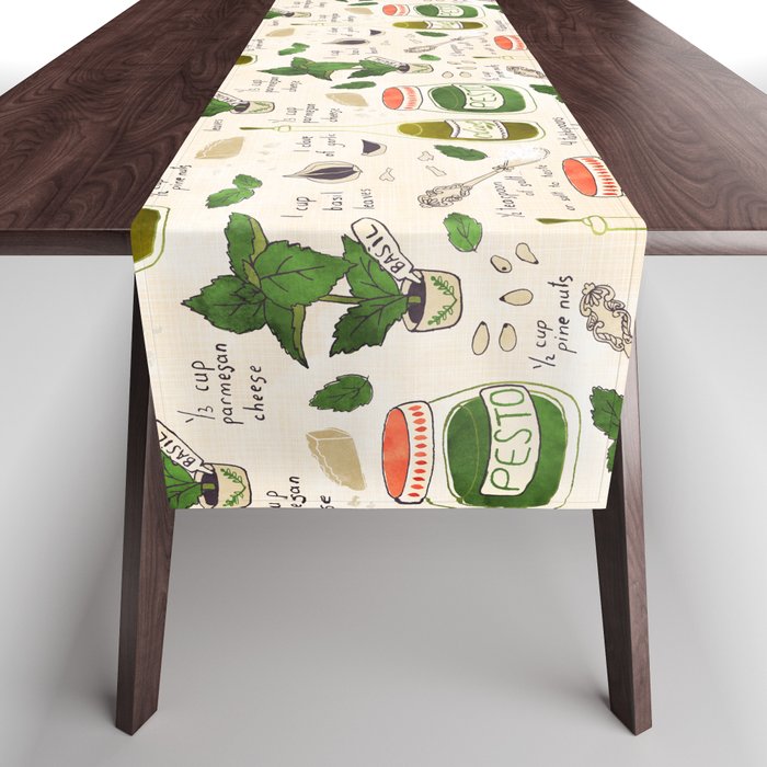 Pesto. Illustrated Recipe. Table Runner Gallery Image 1