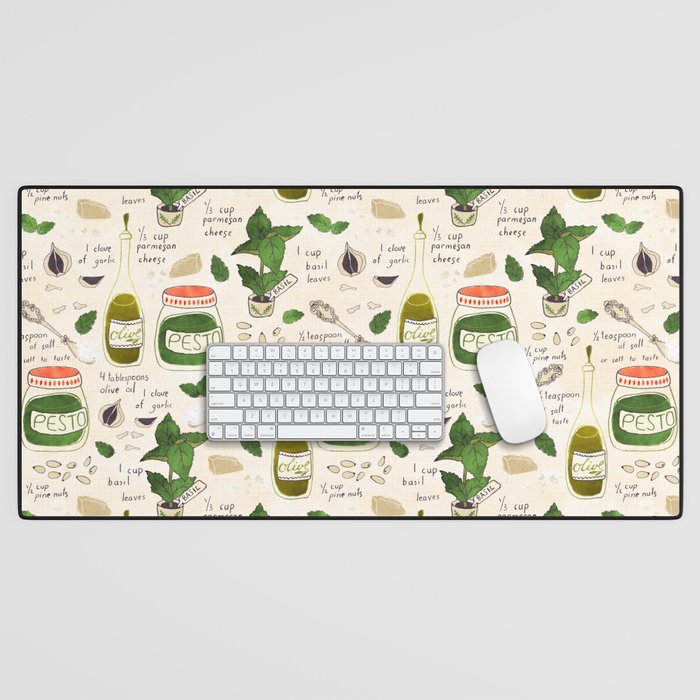 Pesto. Illustrated Recipe. Desk Mat Gallery Image 1