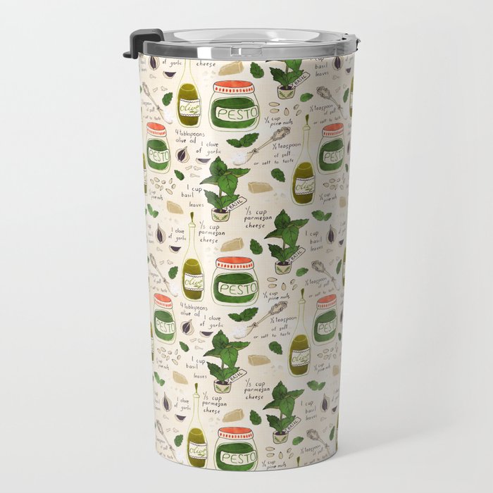 Pesto. Illustrated Recipe. Travel Mug Gallery Image 3