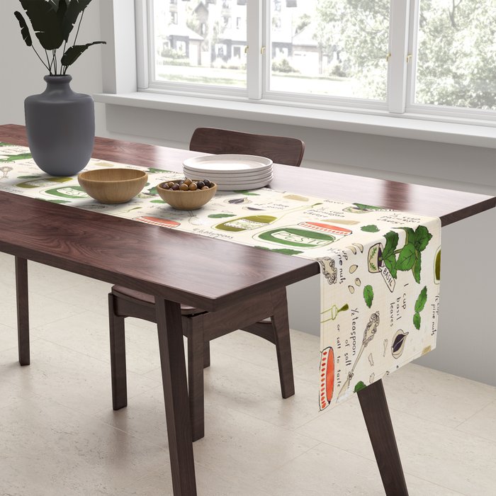 Pesto. Illustrated Recipe. Table Runner Gallery Image 2