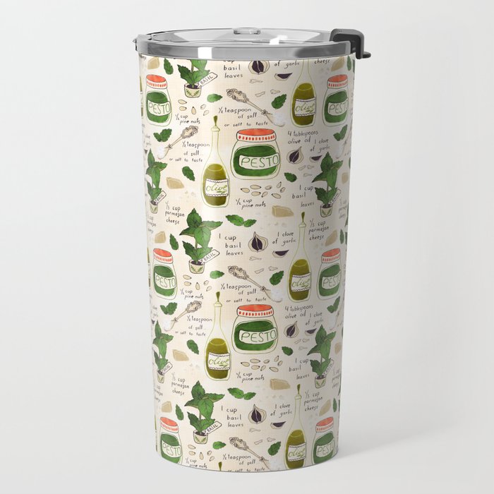 Pesto. Illustrated Recipe. Travel Mug Gallery Image 2