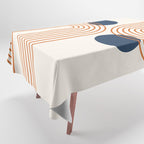 Mid Century Modern Geometric 195 in Navy Blue Orange Tablecloth Gallery Image 1
