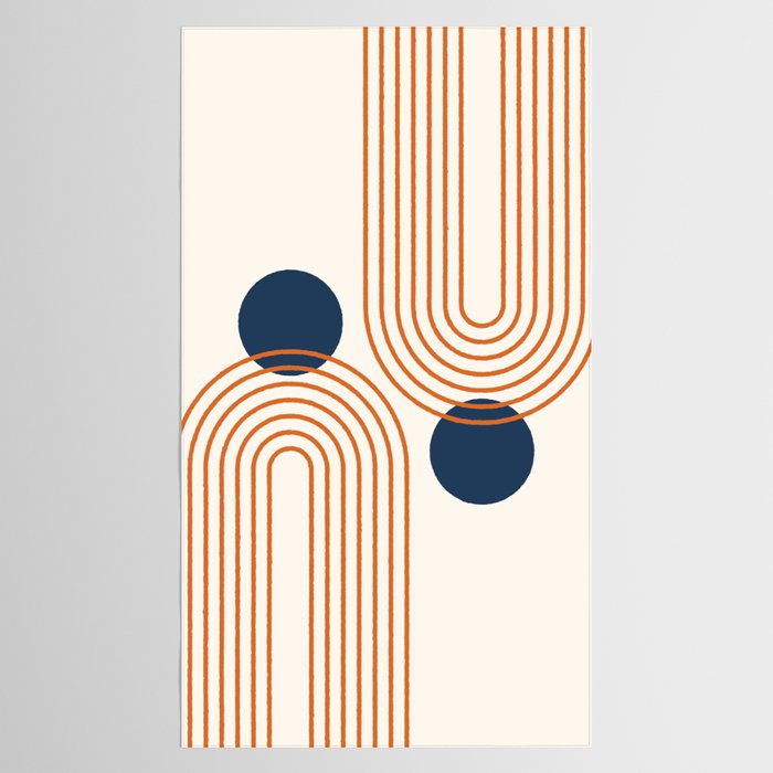 Mid Century Modern Geometric 195 in Navy Blue Orange Tablecloth Gallery Image 2