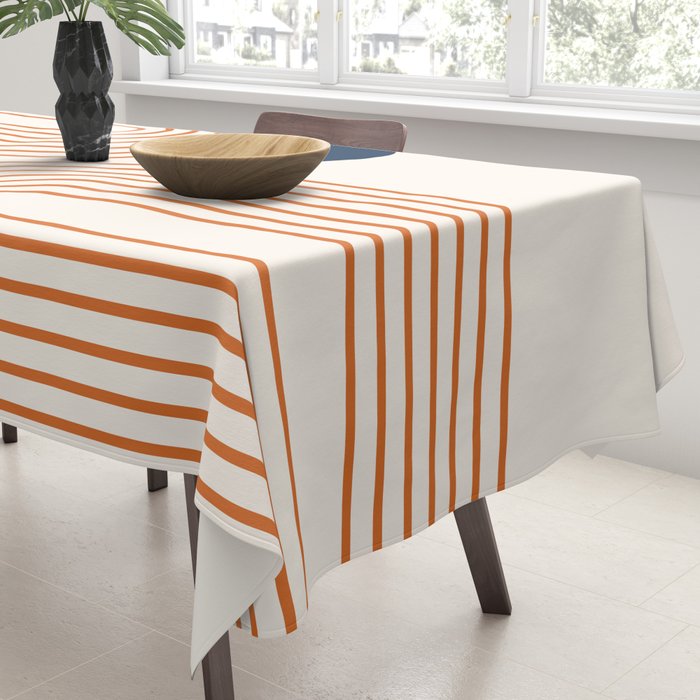 Mid Century Modern Geometric 195 in Navy Blue Orange Tablecloth Gallery Image 3