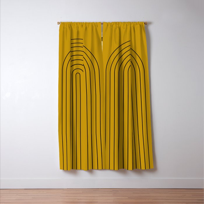 Minimal Arch VII Ochre Modern Geometric Lines Window Curtain Gallery Image 3
