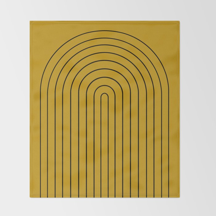 Minimal Arch VII Ochre Modern Geometric Lines Throw Blanket Gallery Image 2