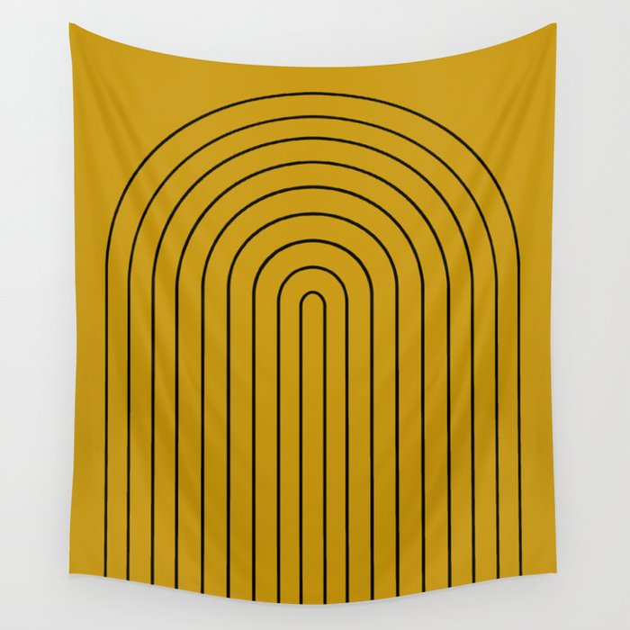 Minimal Arch VII Ochre Modern Geometric Lines Wall Tapestry Gallery Image 4