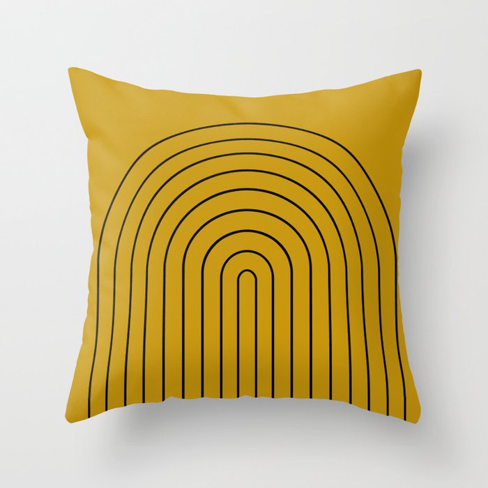 Minimal Arch VII Ochre Modern Geometric Lines Throw Pillow Gallery Image 6
