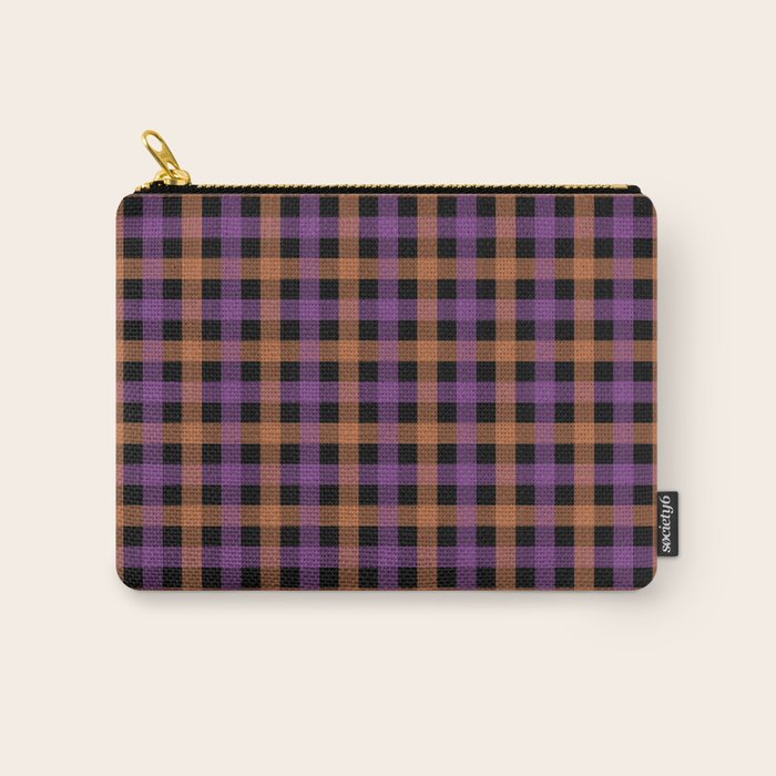 Halloween Gingham Check Pattern Purple Orange Black  Carry All Pouch Gallery Image 1