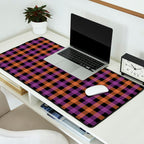 Halloween Gingham Check Pattern Purple Orange Black  Desk Mat Gallery Image 2