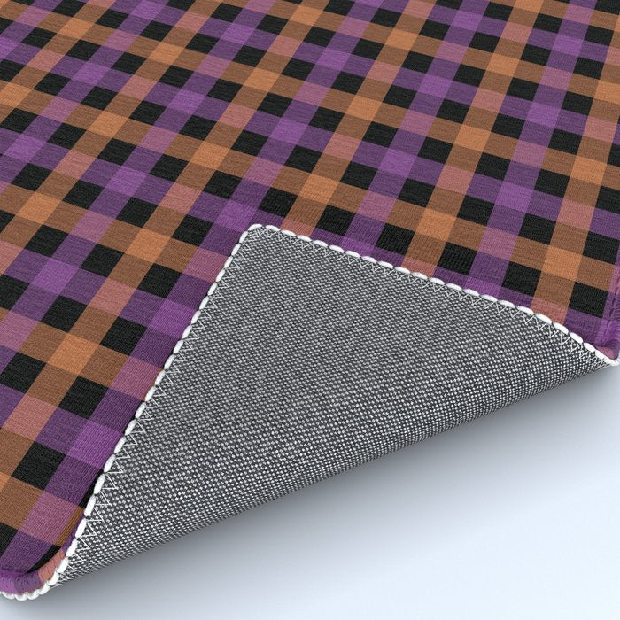 Halloween Gingham Check Pattern Purple Orange Black  Rug Gallery Image 4